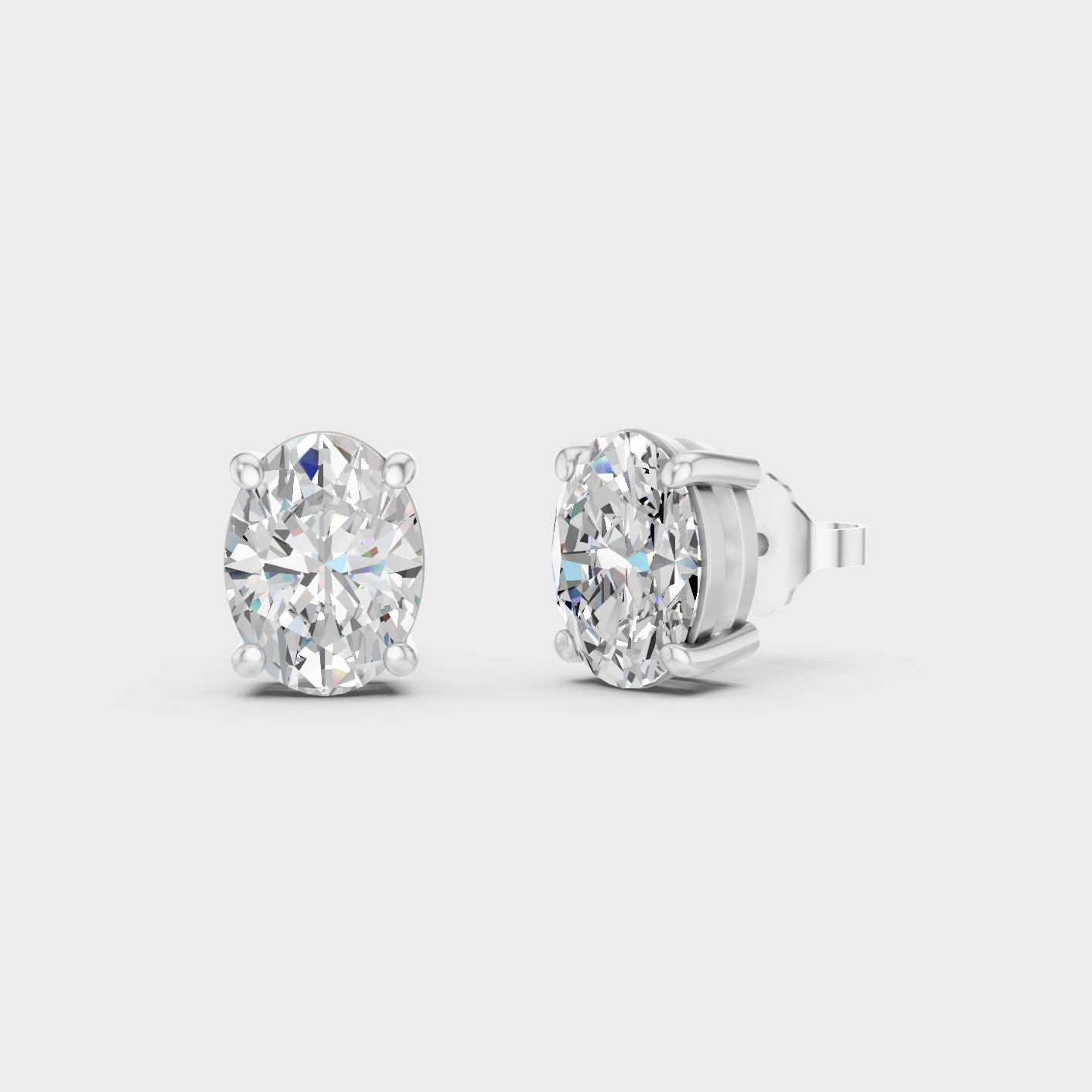 White Gold Oval Cut Lab Grown Diamond Earrings 2 To 10 Ct Certified Fine Jewelry